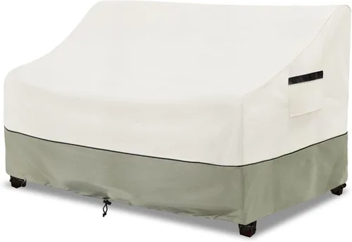 Funda para sofá de patio de 3 plazas, cubierta para sofá al aire libre, se ajusta hasta 85 pulgadas de ancho x 38 pulgadas de profundidad x 35 Beige