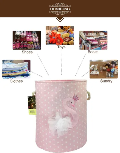 Miniatura 7 de Cesta grande para ropa sucia, organizador de dibujos animados para guardería, juguetes, lavandería, ropa infantil, cestas de regalo (cisne)