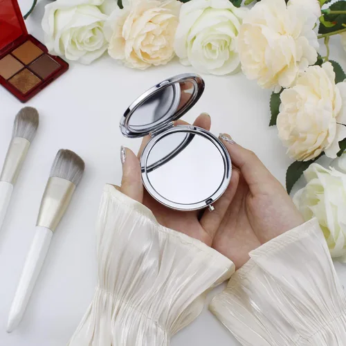 Miniatura 6 de Espejos de maquillaje compactos de bolsillo de cristal, el juego de espejos de letras incluye 1 espejo de letra, 1 pulsera de nudo de amor