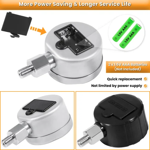 Miniatura 7 de Manómetro de presión hidráulica digital de 10000PSI Sensor de presión Manómetro con conector NPT de 1/4 de pulgada Base Entrada 700BAR/70Mpa 3.15