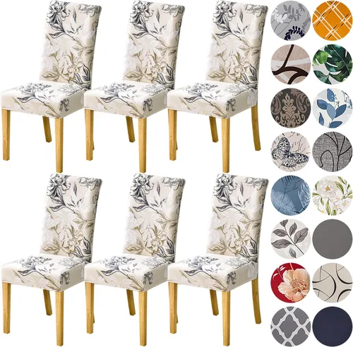 Miniatura 25 de HZDHCLH Juego de 6 fundas grises para sillas Parsons de elastano para comedor, fundas elásticas de elastano para sillas Parsons, fundas de asiento
