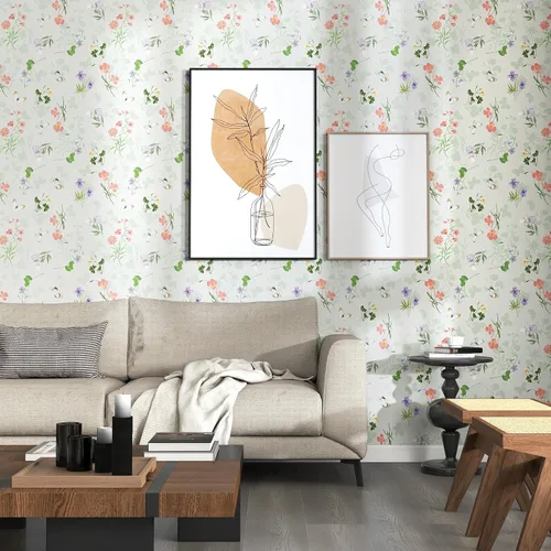Miniatura 4 de Timeet Papel tapiz vintage para despegar y pegar, papel tapiz floral bohemio, papel de contacto de mariposa, papel de pared autoadhesivo extraíble