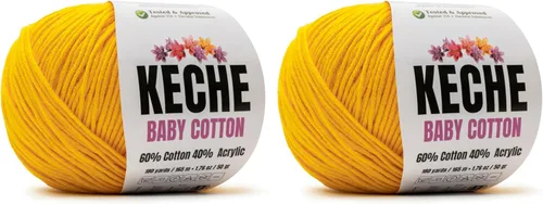 Miniatura 53 de Keche Hilo de algodón, 60% algodón, 40% hilo acrílico, hilo de algodón suave para crochet y tejer, hilo amigurumi, 1 madeja/bola, 1.76 onzas (50g)