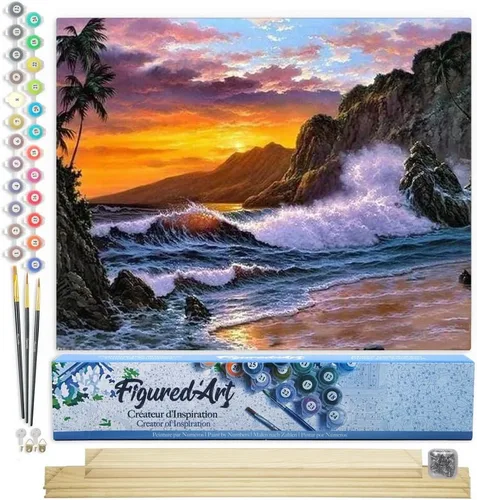 Miniatura 48 de Figured'Art - Juego de pintura por números, lienzo enrollado sin marco, para manualidades, para adultos, 16 x 20 pulgadas, jarrón de peonías