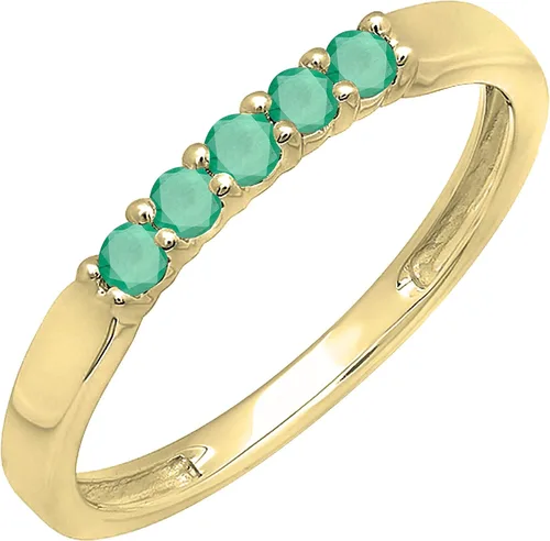 Miniatura 88 de Dazzlingrock Collection Anillo de boda redondo de 5 piedras preciosas o diamantes para mujer en oro macizo de 10 K/14 K/18 K