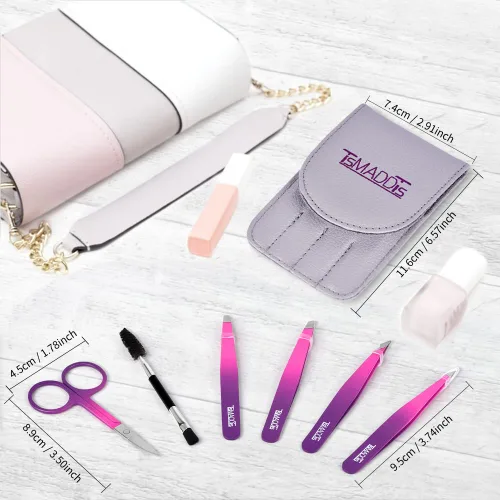 Miniatura 6 de TsMADDTs Juego de pinzas y tijeras curvas, pinzas profesionales de acero inoxidable para mujeres y hombres, paquete de 6 pinzas de precisión