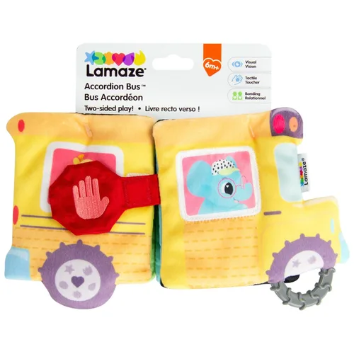 Lamaze Alfombra de juego para bebés de Accordeon Bus On-The-Go - Incluye imágenes, espejo de bebé, libros arrugados para bebés, juguetes sensoriales
