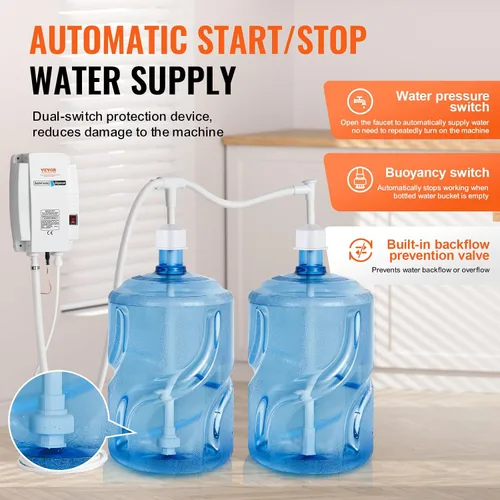 Miniatura 5 de VEVOR Sistema de bomba dispensador de agua embotellada, sistema de dispensación de 2 x 5 galones, dispensador eléctrico automático de agua, bomba