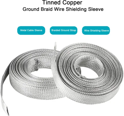 Miniatura 2 de Funda de blindaje de cable trenzado de cobre estañado, revestimiento de telar de alambre de metal, protector EMI RFI ESD, malla de conexión a tierra