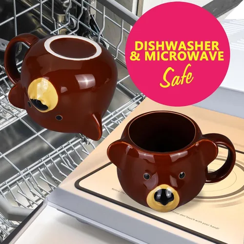 Miniatura 4 de Taza de Oso de 14 oz Taza de Café de Cerámica Taza de Té de Porcelana 3D para Mujeres y Hombres - Regalos de Oso Kawaii para Navidad, Inauguración