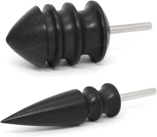 Juego de 2 herramientas de pulido de cuero, barras pulidas de madera de ébano negro, bruñidor de cuero de madera de ébano, juegos de bruñidor de