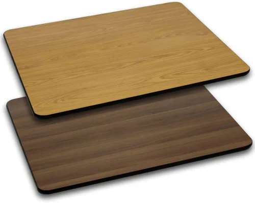 Flash Furniture - Tapa de mesa de resina brillante de 30.0 x 48.0 pulgadas, con borde caído de 2.0 pulgadas de grosor Natural/Nogal