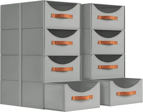 Miniatura 17 de Homsorout Cajones de almacenamiento apilables, contenedores de almacenamiento plegables con cajones, paquete de 8 cestas organizadoras de estantes