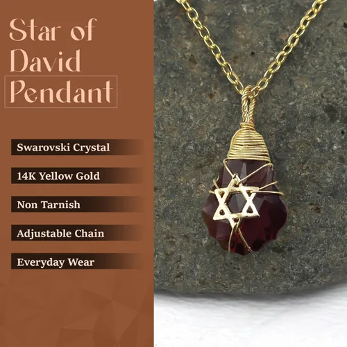 Miniatura 52 de Collar de estrella de David para mujeres y hombres, collar de estrella judía relleno de oro de 14 quilates, collar de Israel