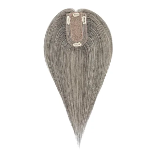 Miniatura 16 de Hairro Toppers de cabello humano 100% real para mujeres sin flequillo, postizos de cabello real con clip, base de seda transpirable para cubrir