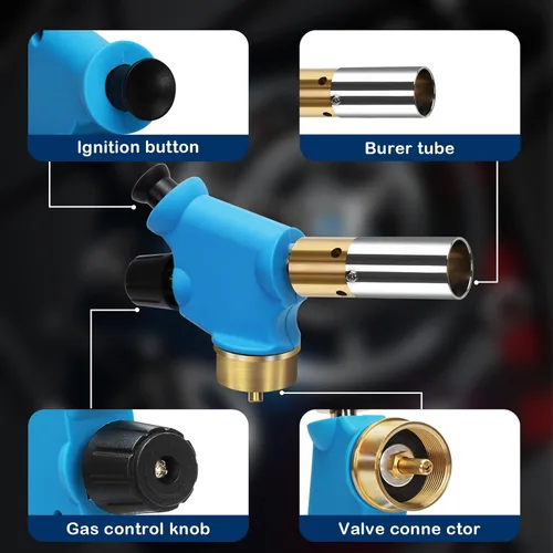 Miniatura 2 de BLUEFIRE Kit de antorcha ciclón portátil con cilindro MAPP, cabezal de disparo con botón de presión, combustible de gas propano MAPP MAP PRO