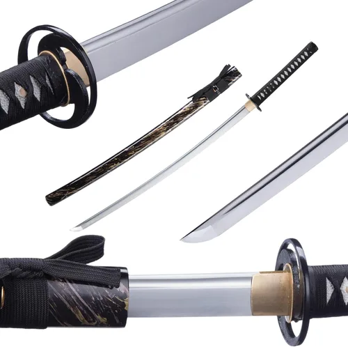 Miniatura 6 de Katana de entrenamiento, espada tradicional hecha a mano, Katanas de espiga completa de acero de resorte 9260, auténticas espadas samuráis