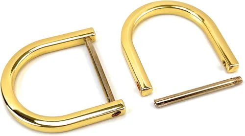 Miniatura 44 de 4 anillos en D resistentes con grillete de 1-1/2 pulgadas, oro antiguo, en forma de U, repuesto para bolso, llavero, collar de perro
