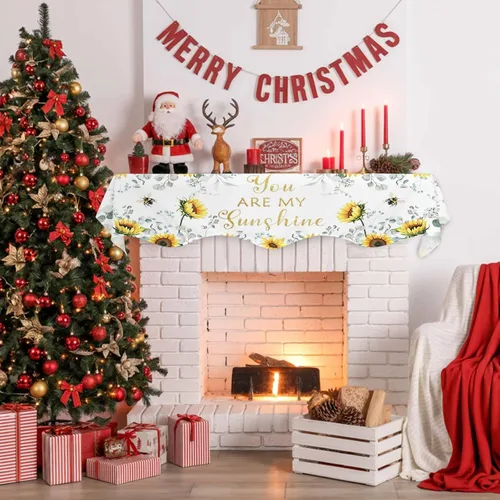 Miniatura 5 de Funda para bufanda de chimenea de eucalipto, girasol, mantel superior, bufanda para Navidad, Halloween, Acción de Gracias, otoño, decoración