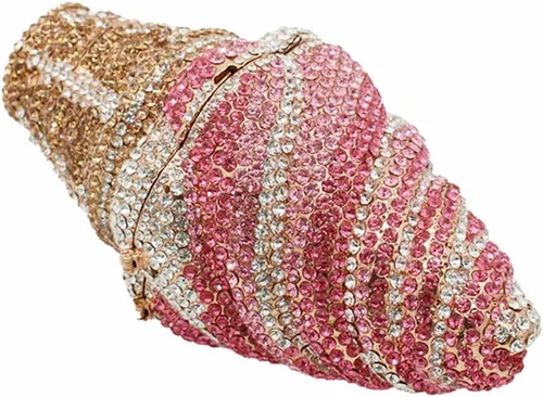 Miniatura 3 de DJBM Bonito Bolso de Mano con Diamantes de Imitación en Forma de Cupcake, Bolso de Noche con Cristales de Diamante para Mujeres, para Fiesta, Boda