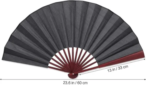 Miniatura 2 de ZUMAHA Minimalist Black Hand Fan, Chinese Classical Style Folding Fan for PerformanceDanceFightingWeddingChurchParty