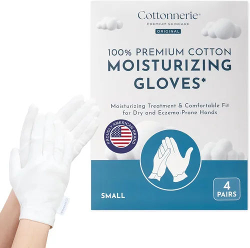 Miniatura 16 de Cottonnerie - 4 pares de guantes de algodón originales para manos secas para dormir, guantes hidratantes durante la noche, guantes hidratantes