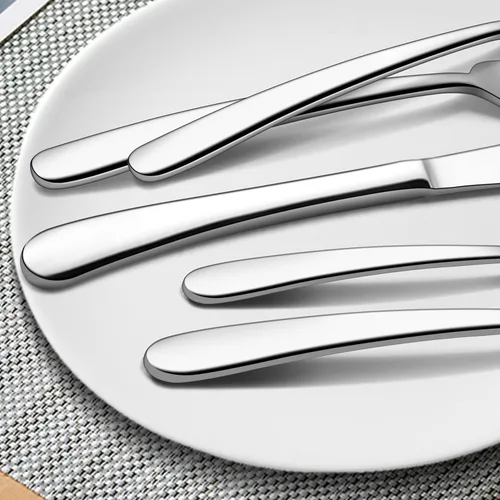 Miniatura 7 de LIANYU Juego de cubiertos resistentes de 53 piezas para 8, además de utensilios de servir y cuchillos para carne, juego de cubiertos de acero
