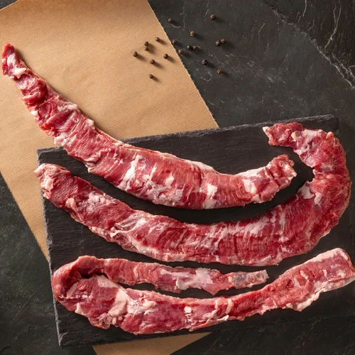 Diafragma de Cerdo Diafragma Ibérico de Bellota Alimentado con Bellota - 0.75 lb / 12 oz - GARANTIZADO POR LA NOCHE