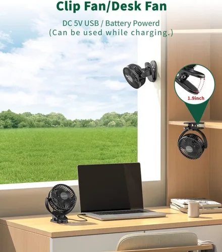 Miniatura 5 de Ventilador con batería recargable, ventilador de escritorio personal de 20000 mAh, ventilador de mesa USB portátil, ventilador de escritorio