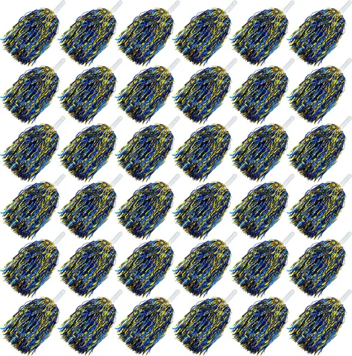 Miniatura 7 de HAVAGDTM 36PCS Cheerleading Pom Poms Metallic Foil Plastic Pom Poms with Baton Handle for Game Sports Squads Dancing Party Football Basketball Club
