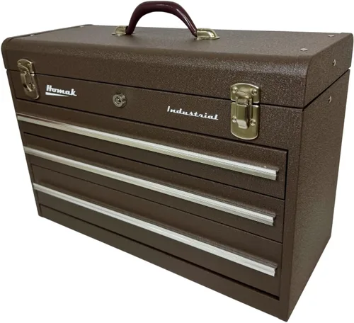 Miniatura 4 de Homak Industrial - Caja de herramientas de fricción de 20 pulgadas con 2 cajones, revestimiento en polvo marrón Winkle, BW00202200