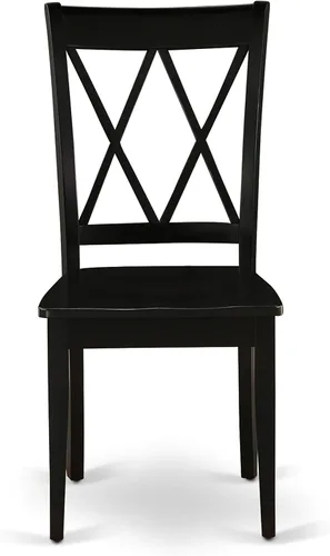 Miniatura 4 de East West Furniture CLC-BLK-W Clarksville - Sillas de comedor de madera con respaldo cruzado doble, juego de 2, color negro