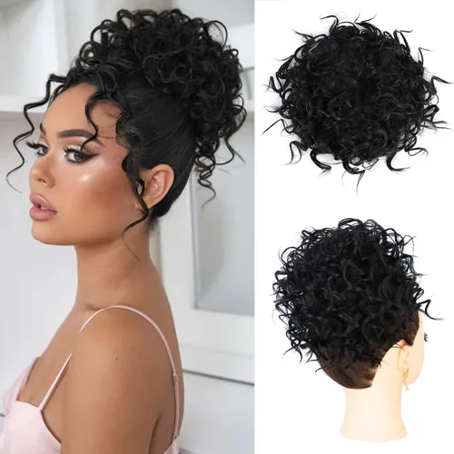 Miniatura 11 de Lommel Pieza de cabello desordenado, moño rizado, ondulado suelto, pieza de cabello con cordón elástico, moño desordenado, extensión de cola