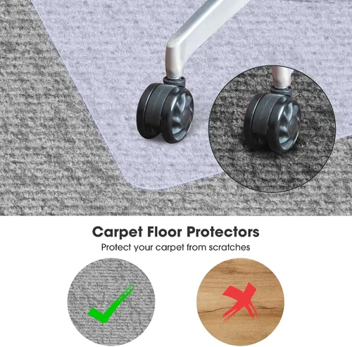 Miniatura 3 de Yescom Tapete transparente para silla de oficina para alfombra de pelo bajo de 48 x 36 pulgadas, grosor de 1/8 pulgadas, 2 protectores de piso