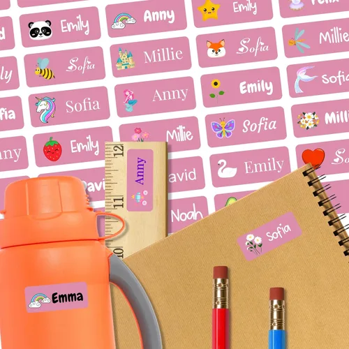 Miniatura 12 de 128 etiquetas adhesivas de nombre personalizadas para guardería, etiquetas de nombre impermeables personalizadas para niños, suministros escolares
