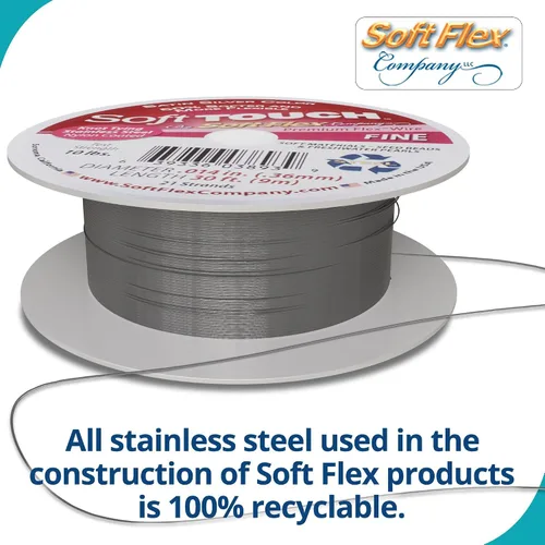 Miniatura 6 de Soft Flex Alambre de cuerda de 21 hebras, trenzado flexible, fino, 0.14 de diámetro, alambre de cuentas para fabricación de joyas, plata satinada