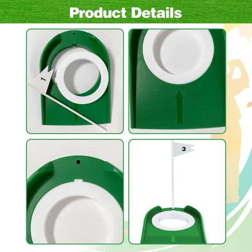 Miniatura 3 de Paquete de 9 tazas de golf y bandera de plástico para practicar golf, ayuda para entrenamiento en interiores y exteriores, para niños, hombres