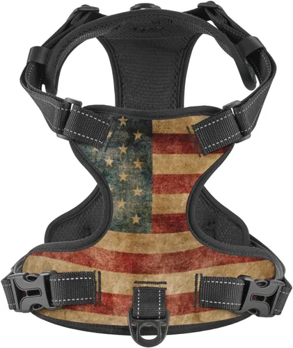 Miniatura 14 de 250th Patriotic Stars Flag Reflective Dog Harness No Pull Soft Vest Harness for Small Medium Large Dog Puppy Pets (Small Size)