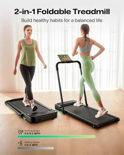 Miniatura 5 de UREVO Strol 2E Caminadora plegable inteligente 2 en 1, almohadilla compacta para caminar con mango de seguridad, Plug and Play, caminadora
