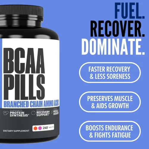 Miniatura 3 de Crazy Muscle Píldoras BCAA de 3000 mg (suministro de 2 meses) con la proporción óptima de 2:1:1 de aminoácidos de cadena ramificada