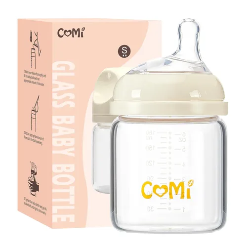 Miniatura 11 de COMI Biberones de vidrio natural para bebés que amamantan, juego de biberones anticólicos para recién nacidos con pezón de flujo lento, 0-3 meses
