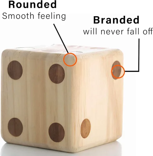 Miniatura 5 de Juego de dados gigantes de madera para patio, juegos de césped al aire libre para adultos y familia, madera de pino maciza de 3.5 pulgadas, juego