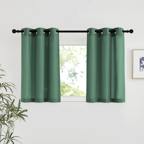 Miniatura 54 de NICETOWN Cortinas de lino natural con textura de lino para dormitorio, mezcla de lino rústica con ojales en la parte superior, semitransparentes