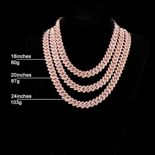 Miniatura 9 de Saintda Cadena de eslabones cubanos para hombres y mujeres, collar cubano de Miami, cadena de diamantes brillantes, joyería de hip hop con caja