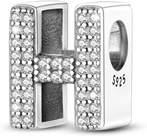 Miniatura 27 de PARCOM Dijes de letras compatibles con pulseras Pandora de plata esterlina S925 con iniciales para pulseras del alfabeto A-Z, cuentas de letras