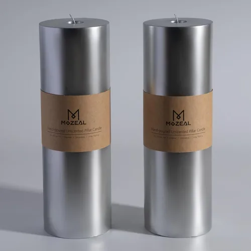Miniatura 69 de MOZEAL Velas grandes sin perfume vertidas a mano de 3 x 8 pulgadas, sin humo, juego de 2, combustión lenta, sin goteo, aproximadamente 150 horas