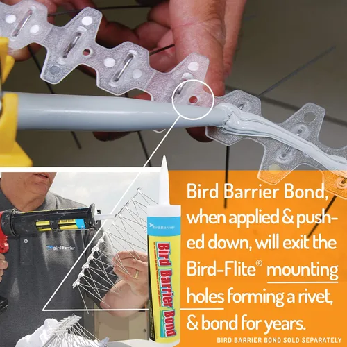 Miniatura 5 de Bird Barrier Bird-Flite - Espigas para pájaros de acero inoxidable Tiras de pines de metal con base de plástico, adhesivo transparente incluido