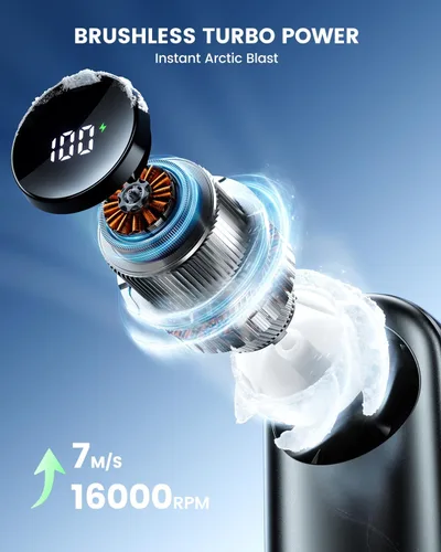 Miniatura 2 de coldSky Ventilador turbo portátil de mano, mini ventilador personal recargable de 4000 mAh, 1-100 velocidades ajustables, ventilador de bolsillo