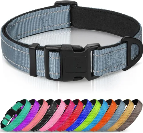 Miniatura 9 de Joytale - Collar reflectante para perro, collar de nailon transpirable con acolchado de neopreno suave para mascotas, ajustable para perros Verde