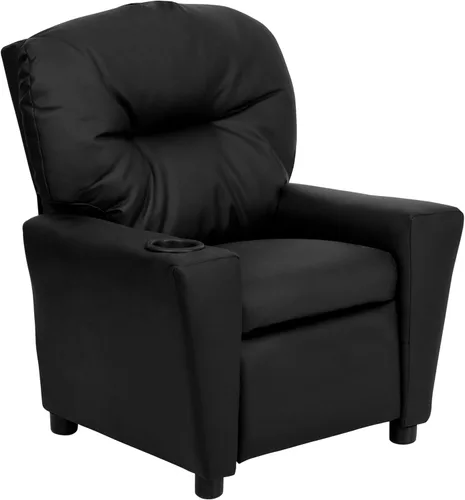 Flash Furniture Chandler LeatherSoft - Silla reclinable para niños con portavasos y reclinable de seguridad, silla reclinable contemporánea para